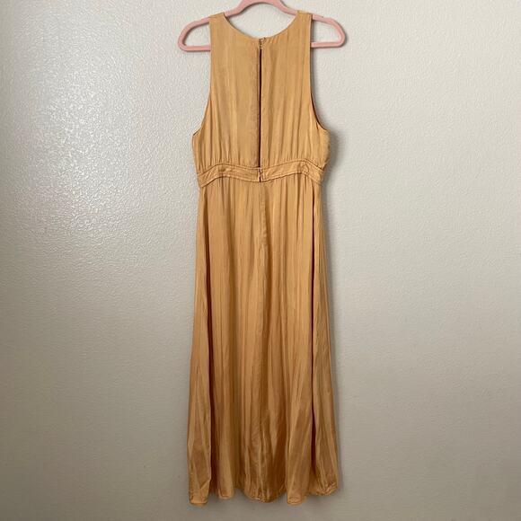 Shona Joy Dress Womens Size 8 Yellow Gold Split Skirt Midi Slit Cocktail Evening - Picture 8 of 12